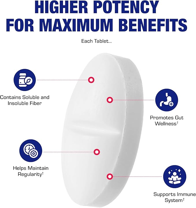 Soluble and Insoluble Fiber Supplement Pills - Clinical Formula Psyllium Husk Fiber Pills for Women & Men with Oat Fiber for Regularity Constipation & Colon Cleanse Support - Vegan & Gluten Free