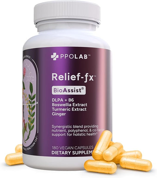 Relieve-fx™ Relief-fx Extra Strength Turmeric Curcumin Supplement with Black Pepper, Boswellia, Ginger, DLPA, Inflammation Health, Joint Support, Mood Relief, Detox Factor, Digestion180 Vegan Capsules