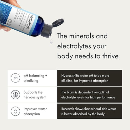 Synchro - Hydros Trace Mineral Drops with Electrolytes, Mineral-Rich Water Drop for Electrolyte Water, Hydrating Electrolyte Drops for Nervous System Support, Mineral Drops for Drinking Water, 8 fl oz