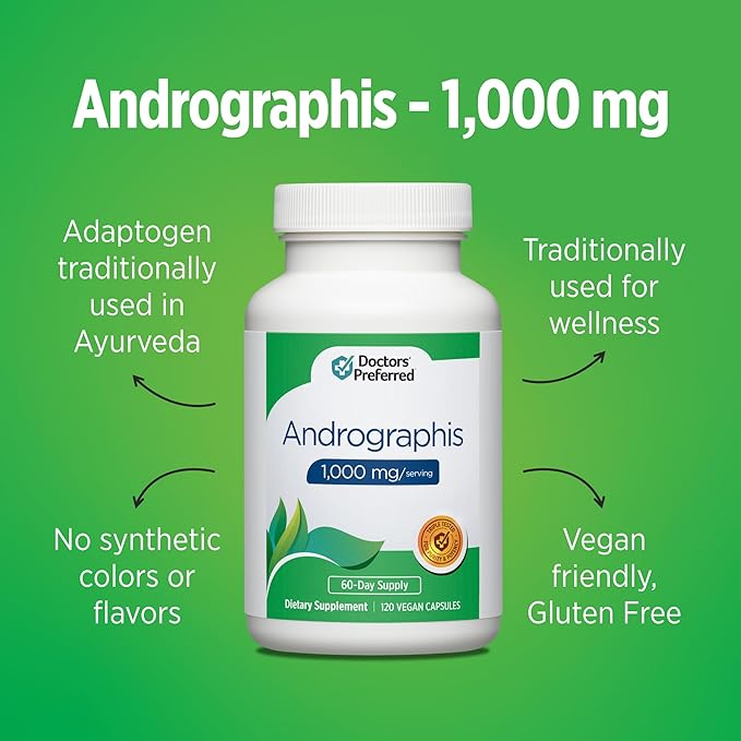 DOCTORS' PREFERRED Andrographis Extract - 1,000 mg/Serving, 120 Vegan Capsules