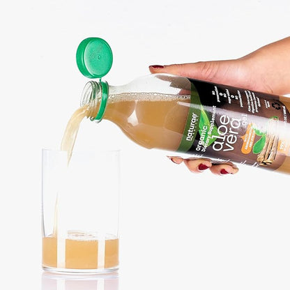 Naturae Healthy Organic Aloe Vera juice with Ashwagandha & Stevia -Cold processed- Fresh Aloe Vera leaves- 33.81 Fl Oz each bottle