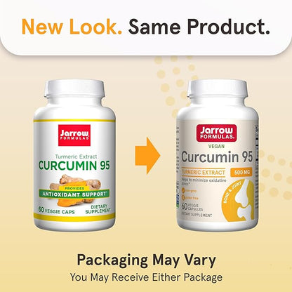 Jarrow Formulas Turmeric Curcumin Supplement - Curcumin 95, Turmeric Supplements, 500 mg for Antioxidant & Joint Support, 60 Capsules
