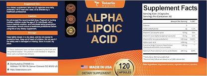 Alpha Lipoic Acid - 1000mg ALA Supplement Capsules for Neuropathy Support Supplement Nerve Health, Liver Detox, Antioxidant, Metabolism and Cell Energy, Anti-Aging - Non-GMO, Gluten Free, Vegan Safe