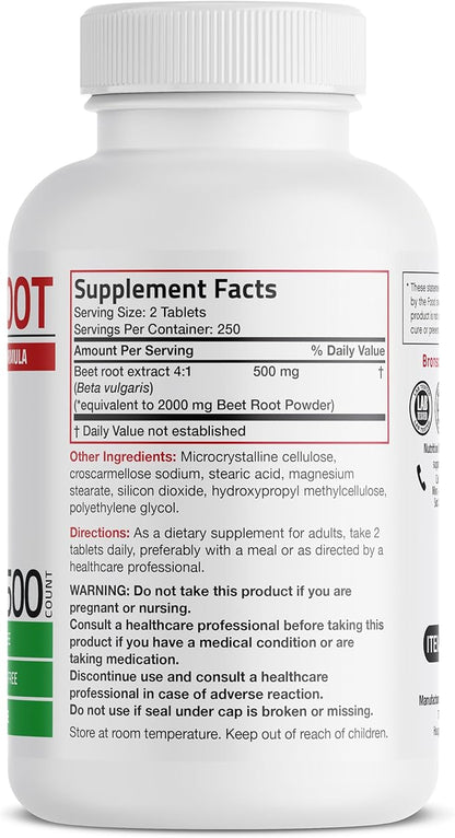 Bronson Beet Root Extra Strength, Non-GMO, 500 Vegetarian Tablets