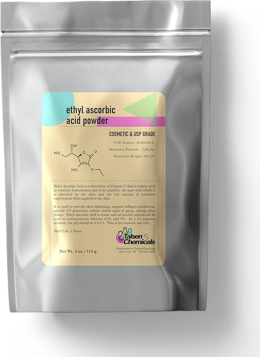 Ethyl Ascorbic Acid Powder (4 Ounce / 113 grams) Stable Vitamin C Derivative Help to Absorb Vitamin C to Skin Improve Skin Gloss, Skin Elasticity, Anti-Oxidation/Other Functions