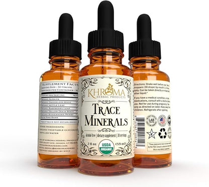 Organic Trace Minerals - by Khroma Herbs - 2 oz Liquid Plant-Based Trace Mineral Blend - Designed for Maximum Absorption - 30 Servings