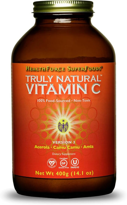 HEALTHFORCE SUPERFOODS Truly Natural Vitamin C - Immune Support Supplement with Camu Camu Berry - Vitamin C Supplement for Immune Health - Vegan, Non-GMO - 400 Grams, 67 Servings