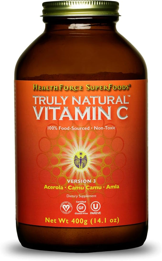 HEALTHFORCE SUPERFOODS Truly Natural Vitamin C - Immune Support Supplement with Camu Camu Berry - Vitamin C Supplement for Immune Health - Vegan, Non-GMO - 400 Grams, 67 Servings