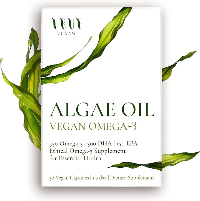 Algae Oil Ethical Omega-3 Supplement sourced from Algae. 550 Omega-3, 300 DHA, 150 EPA - Vegan Friendly