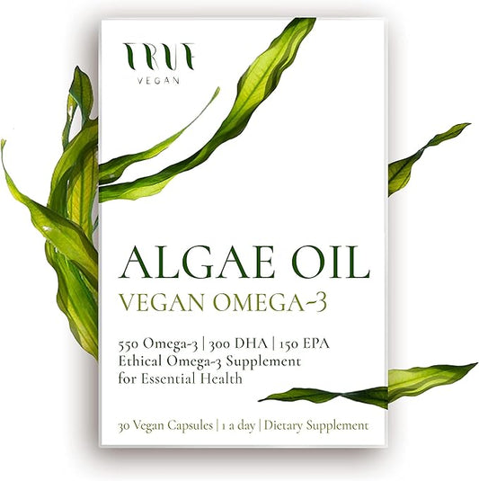 Algae Oil Ethical Omega-3 Supplement sourced from Algae. 550 Omega-3, 300 DHA, 150 EPA - Vegan Friendly