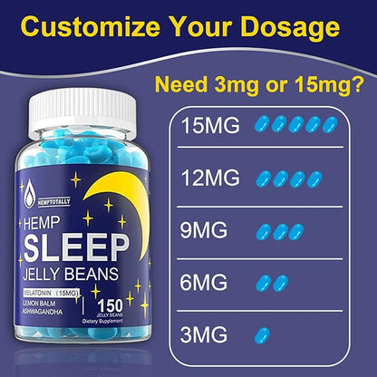Melatonin 3mg 15mg for The Whole Family with Ashwagandha, 5-HTP, Lemon Balm, Magnesium, B12, B6 Chewable & Low Sugar - for Healthy Rest Cycle, Deep Zzzs, Positive Mood & Brain Health, 150 Counts