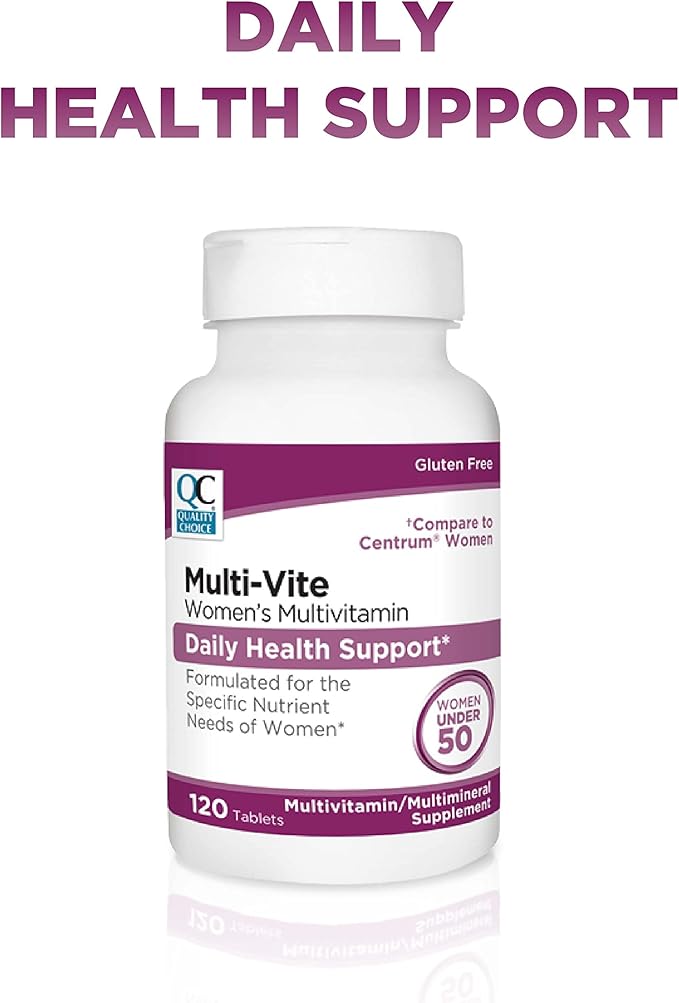 Quality Choice Womens Multi-Vite, Multivitamin Tablets for Daily Health Support Formulated for Women Under 50 in 120 Count Bottles