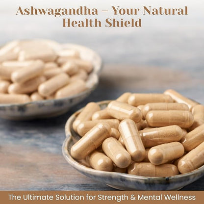 Organic Ashwagandha Capsules 3000mg – Maximum Strength Adaptogen for Stress Relief, Energy & Sleep – 120 Vegan Capsules – With Black Pepper for High Absorption – Non-GMO, GMP Certified