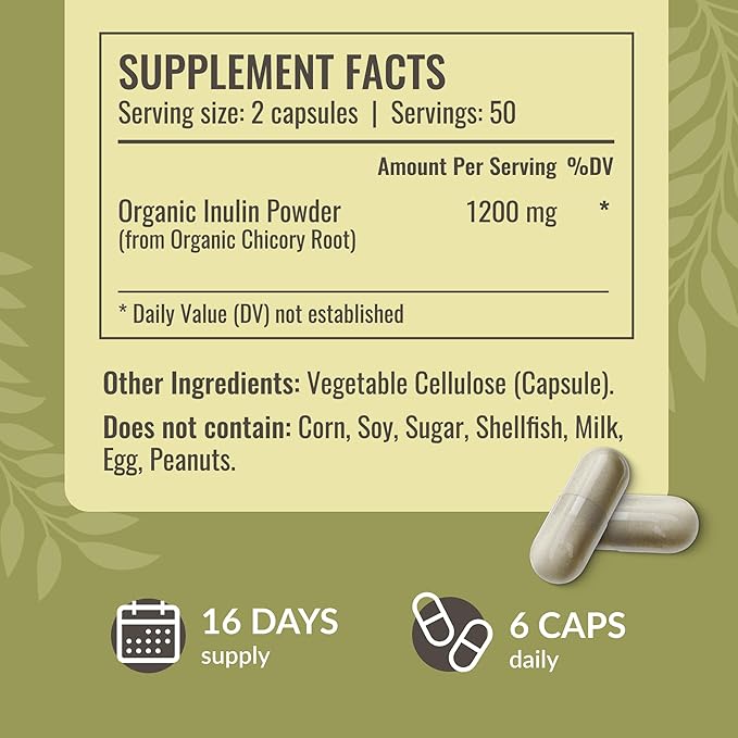 HERBAMAMA Inulin and Chicory Kit - Bundle of 1200 mg Inulin Fiber & 1200 mg Chicory Root Capsules - Vegan, Non-GMO, Gelatinl-Free - 2 Pack