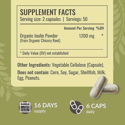 HERBAMAMA Inulin and Chicory Kit - Bundle of 1200 mg Inulin Fiber & 1200 mg Chicory Root Capsules - Vegan, Non-GMO, Gelatinl-Free - 2 Pack