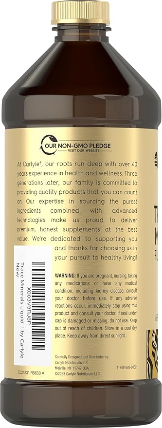 Carlyle Trace Minerals | 16 fl oz | Full Spectrum Minerals Supplement | Vegetarian, Non-GMO and Gluten Free Liquid | by Vital Trace
