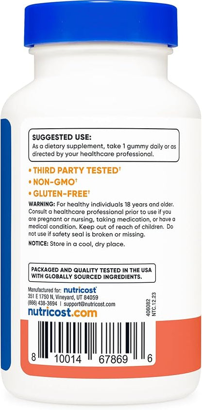 Nutricost Folic Acid (Vitamin B9) Vegetarian Gummies (120 Gummies, 1 mg Folic Acid Per Serving) - Supplement for Men & Women