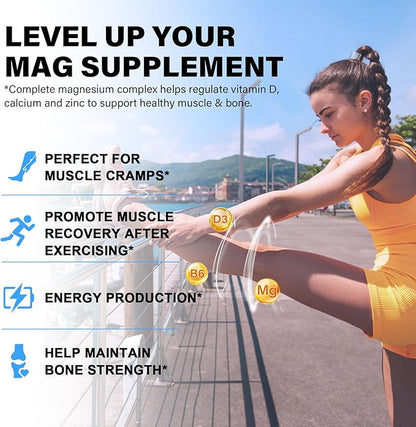 Magnesium Complex Supplement 8 Forms, 500mg Magnesium Glycinate, Malate, Citrate, High Absorption Mg for Calm, Sleep, Mood & Healthy Muscle, Pack of 2, Total 120 Vegan Capsules