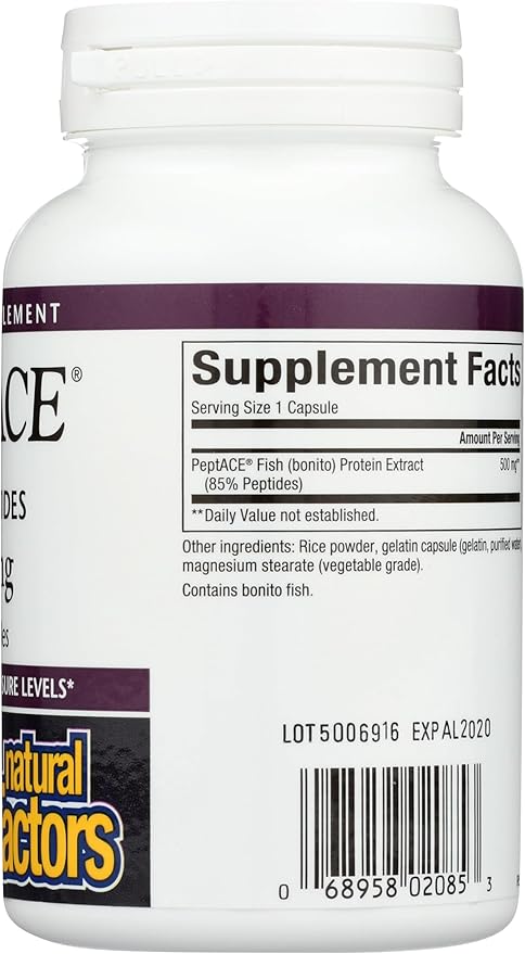 Natural Factors PEPTACE® FISH PEPTIDES 500 mg, 90 Capsules