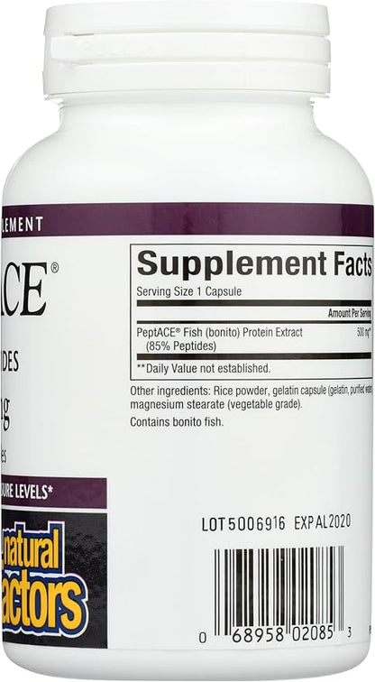Natural Factors PEPTACE® FISH PEPTIDES 500 mg, 90 Capsules
