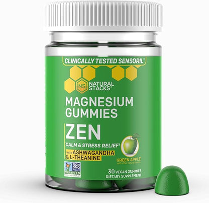 NATURAL STACKS GABA Brain Food + Zen Magnesium Gummies Bundle - Supports Stress Relief & Relaxation* - 90 Pieces