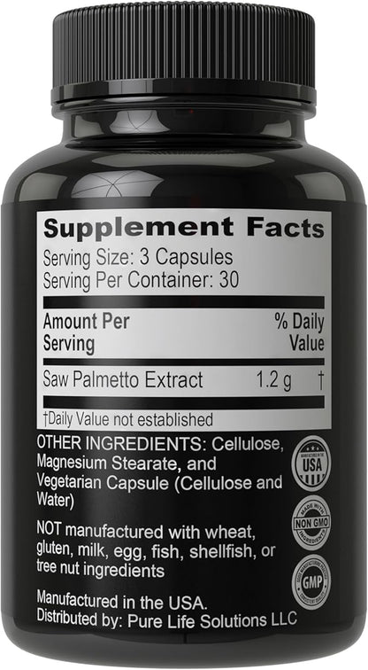 Saw Palmetto for Hair Men and Women. Saw Palmetto Supplment to Support Hair Strength & Thickness. Non-GMO and Gluten Free Caspules