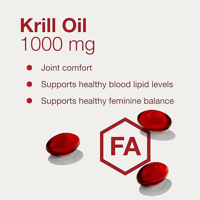PROTOCOL FOR LIFE BALANCE Krill Oil 1,000mg - Extra Strength Krill Oil Supplement - DHA & EPA - with Astaxanthin - Support Heart, Brain, Joints - Non-GMO & Halal - 60 Softgels