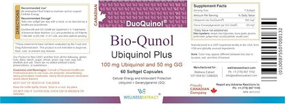 BioQuinol Ubiquinol (CoQ10) with Geranylgeraniol – Master Antioxidant for Heart Health, Cellular Energy 150mg 60 Softgels