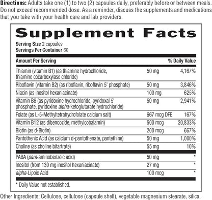 Country Life Coenzyme B-Complex, 120 Capsules – Supports Energy & Metabolism, Mood & Cognitive Function – Vegan, Gluten-Free, Bioavailable B Vitamins with Choline