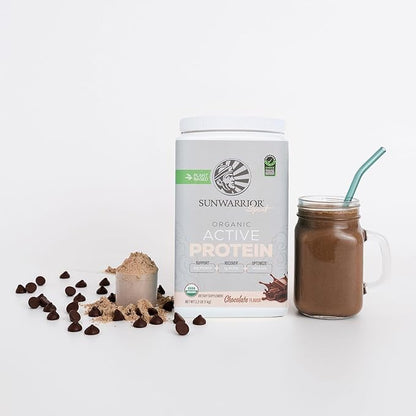Sunwarrior Organic Plant Based Protein Powder | Vegan Organic Protein Powder with BCAA Amino Acids Plus Recovery Minerals & Botanicals | Non-GMO Soy Dairy & Gluten Free (Chocolate, 20 Servings)