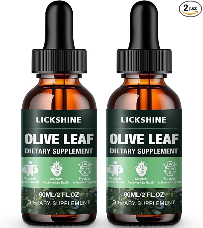 2 Pack 1000MG Olive Leaf Liquid Extract - Organic Olive Leaf Drops Supplement Tincture for Better Absorption - Immune & Heart Support Gluten-Free, Non-GMO, Vegan, 4 Fl Oz