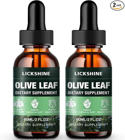 2 Pack 1000MG Olive Leaf Liquid Extract - Organic Olive Leaf Drops Supplement Tincture for Better Absorption - Immune & Heart Support Gluten-Free, Non-GMO, Vegan, 4 Fl Oz