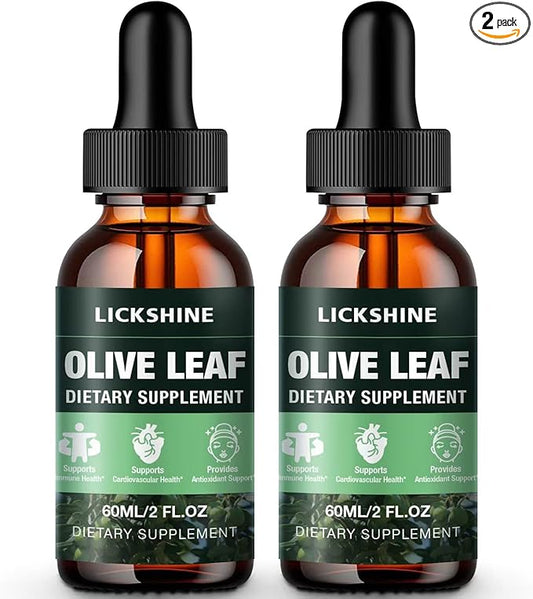 2 Pack 1000MG Olive Leaf Liquid Extract - Organic Olive Leaf Drops Supplement Tincture for Better Absorption - Immune & Heart Support Gluten-Free, Non-GMO, Vegan, 4 Fl Oz