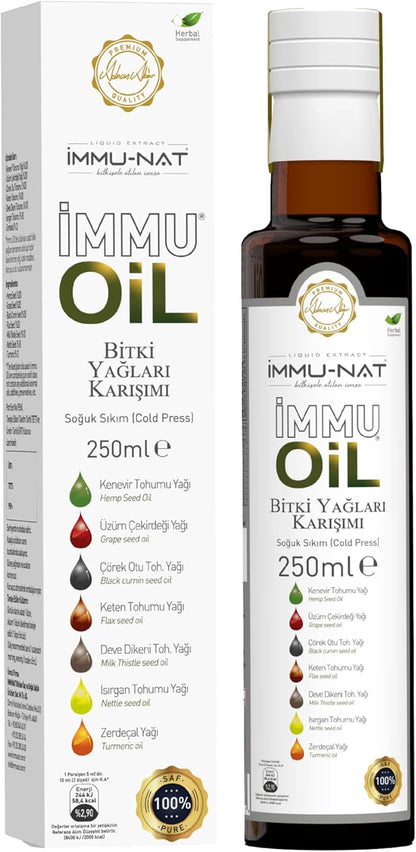 Cold-Pressed Seed Oils Supplement - Hemp, Grape, Flax, Black Cumin, Milk Thistle, Nettle, Turmeric -Omega 3-6-9, Vitamins, Minerals for Heart, Cognitive, Digestive Health, Vegan 8.5oz