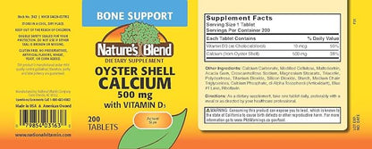 Nature's Blend Oyster Shell Calcium with D3 200 Tabs