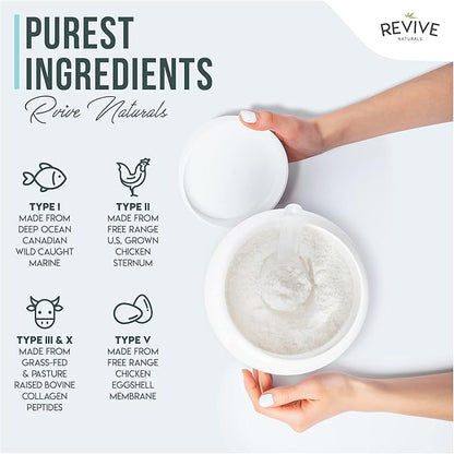 Revive Naturals Vanilla Multi Collagen Protein Powder - 400g - Unsweetened - 5 Types of Collagen Peptides - Hydrolyzed Grass Fed Bovine, Wild Caught Marine & Free-Range Chicken - Keto Approved