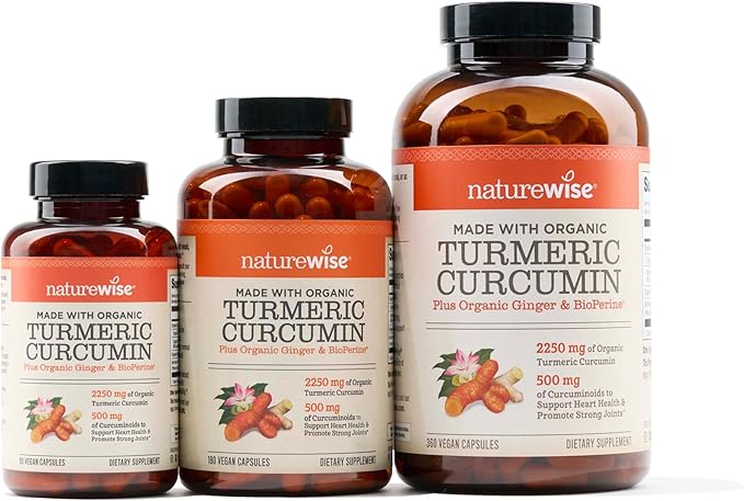 NatureWise Curcumin Turmeric 2250mg - 95% Curcuminoids & BioPerine Black Pepper Extract for Advanced Absorption - Daily Joint and Immune Health Support - Vegan, Non-GMO, 180 Count[60-Day Supply]