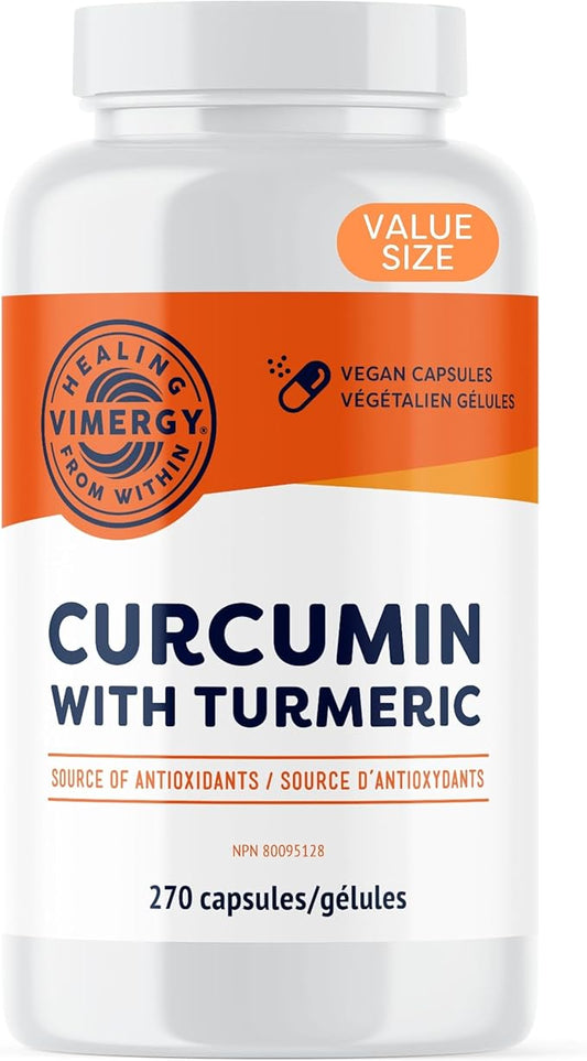 Vimergy Curcumin with Turmeric Capsules – Promotes Bone Health & Mobility* – Supports Memory & Brain Function* – Kosher, Vegan & Gluten-Free – (270 ct.)