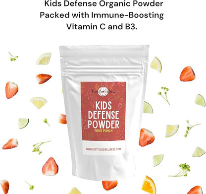 Kids Defense Powder | Orthomolecular Dose of 1000 mg Vitamin C and 250 mg B3 | Pure, Corn Free, & GMO-Free | Fruit Punch Flavor | 60 Servings