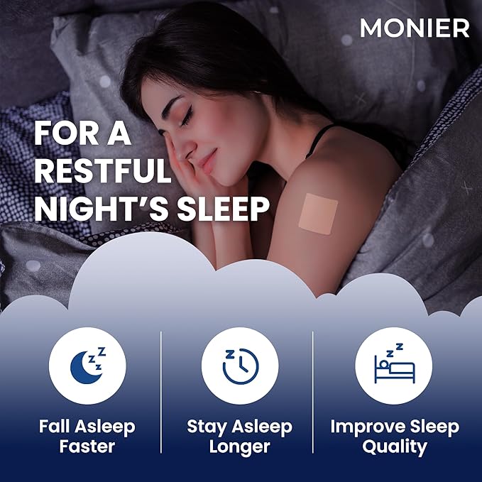 MONIER Sleep Patches for Adults Extra Strength | Easy-to-Apply Sleep Patch with Melatonin & Valerian | Relax & Wake Up Refreshed | Long-Lasting Night Comfort for Men & Women | 120 Patches