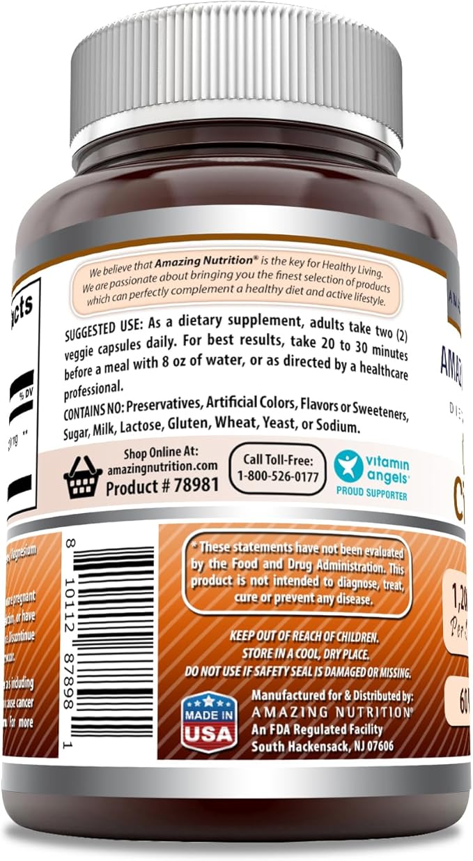 Amazing Formulas Ceylon Cinnamon 1200 Mg Per Serving | Veggie Capsules Supplement | Non-GMO | Gluten Free | Made in USA (1 Pack, 60 Count)