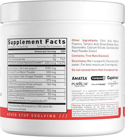 Kaged Thermogenic Powder Clean Burn Strawberry Lemonade Men & Women Weight Management Supplement Organic Caffeine Apple Cider Vinegar 30 Servings