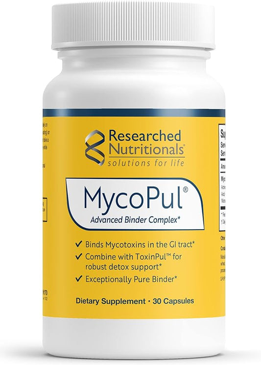 Researched Nutritionals Activated Charcoal Pills for GI Detox Support - MycoPul - Humic & Fulvic Acid for to Support Mold Detox - Helps Bind Mycotoxins in The GI Tract (30 Capsules)