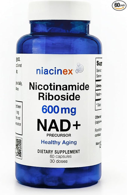 Nicotinamide Riboside 600mg NAD+ Precursor Supplement, 60 Capsules for Healthy Aging, Energy Metabolism, Cellular Health