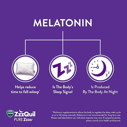 ZzzQuil Pure Zzzs, Melatonin Sleep Aid Gummies with Lavender, Valerian Root and Chamomile, Natural Wildberry Vanilla Flavor, Non-Habit Forming, Drug-Free, 24 Gummies (Pack of 4)