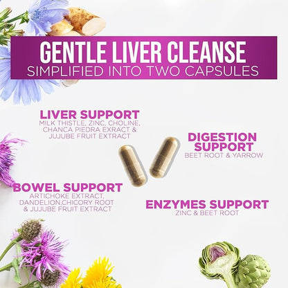 Liver Cleanse Detox & Repair Supplement – 21 Herb Formula with Milk Thistle, Dandelion, Artichoke, Chicory Root & Beet – Natural Liver Support for Detox & Wellness – Non-GMO, Vegan – 60 Capsules