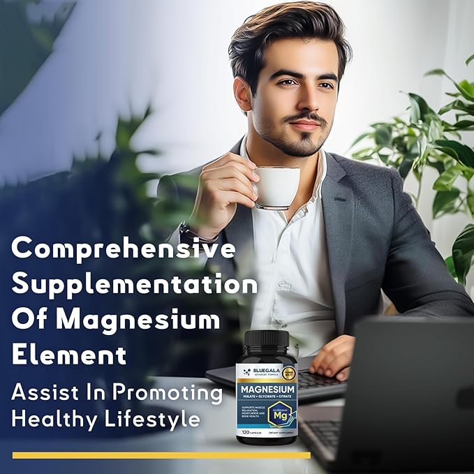 Magnesium Glycinate, 60 Day Magnesium Supplement, Highly Absorbable, Supports Muscle, Heart, Nerve Health, Boosts Metabolism, Non-GMO, Vegan, 120 Capsules