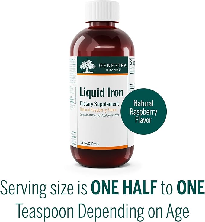 Genestra Brands Liquid Iron | Colloidal Mineral Supplement | Natural Raspberry Flavor | 8.1 fl. oz.