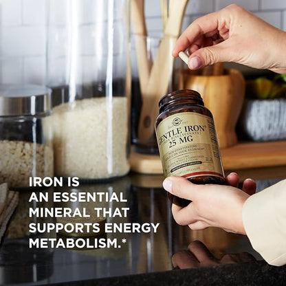 Solgar Gentle Iron - Ideal for Sensitive StomachsRed Blood Cell Supplement, , Non Constipating & GMO, Vegan, Gluten & Dairy Free, Kosher - 180 Servings, Unflavored, 180 Count