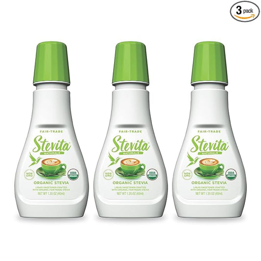 Stevita Organic Liquid Stevia - 1.35 oz, Pack of 3 - All-Natural Sweetener, Zero Calories - USDA Organic, Non-GMO, Vegan, Kosher, Keto, Paleo, Gluten Free - 600 Total Servings